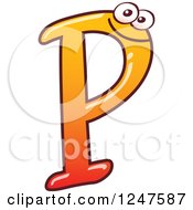 Poster, Art Print Of Gradient Orange Capital P Alphabet Letter Character