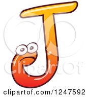 Poster, Art Print Of Gradient Orange Capital J Alphabet Letter Character