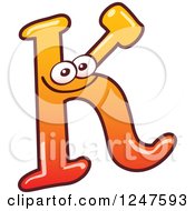 Clipart Of A Gradient Orange Capital K Alphabet Letter Character Royalty Free Vector Illustration