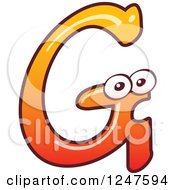 Poster, Art Print Of Gradient Orange Capital G Alphabet Letter Character