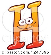 Poster, Art Print Of Gradient Orange Capital H Alphabet Letter Character