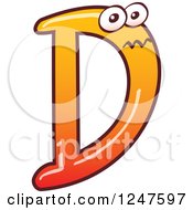 Poster, Art Print Of Gradient Orange Capital D Alphabet Letter Character