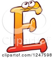 Poster, Art Print Of Gradient Orange Capital E Alphabet Letter Character