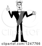 Clipart Of A Black And White Drunk Male Spy Or Groom Holding Alcohol Royalty Free Vector Illustration