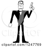 Black And White Male Spy Standing And Holding Up A Pistol