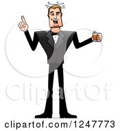 Clipart Of A Drunk Blond Caucasian Male Spy Or Groom Holding Alcohol Royalty Free Vector Illustration by Cory Thoman
