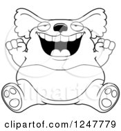 Poster, Art Print Of Black And White Fat Koala Sitting And Cheering