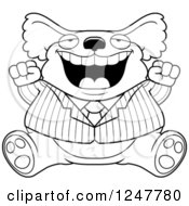 Poster, Art Print Of Black And White Fat Business Koala Sitting And Cheering