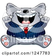 Poster, Art Print Of Fat Business Koala Sitting And Cheering