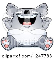 Clipart Of A Fat Koala Sitting And Cheering Royalty Free Vector Illustration by Cory Thoman