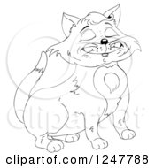 Clipart Of A Black And White Proud Cat Royalty Free Vector Illustration