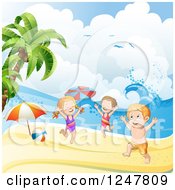 Poster, Art Print Of Energetic Children Playing On A Tropical Beach