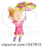 Poster, Art Print Of Happy Girl Jumping With An Umbrella
