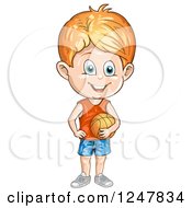 Clipart Of A Boy Holding A Basketball Royalty Free Vector Illustration