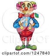 Clipart Of A Clown Holding A Tiny Umbrella Royalty Free Vector Illustration