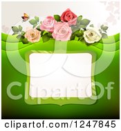 Poster, Art Print Of Green Wedding Floral Background With Roses And A Frame