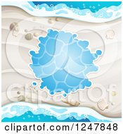 Clipart Of A White Sandy Beach And Surf Splatter Background Royalty Free Vector Illustration