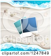 Poster, Art Print Of White Sandy Beach Pictures Shells And Surf Background