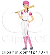 Poster, Art Print Of Softball Teenage Girl In Her Uniform