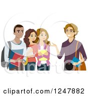 Clipart Of A Group Of Teenagers Talking With Their Teacher Royalty Free Vector Illustration