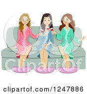 Poster, Art Print Of Young Women Drinking Wine At The Spa