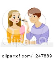 Poster, Art Print Of Teen Guy Putting Makeup On His Girlfriend