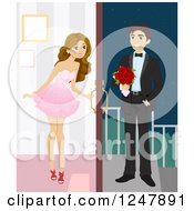 Poster, Art Print Of Teenage Girl Opening Her Door For Her Prom Date