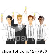 Groom And His Men Toasting With Champagne