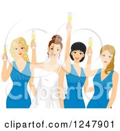 Poster, Art Print Of Bride And Her Maids Toasting