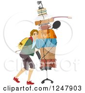 Poster, Art Print Of Male College Guy Moving His Items On A Chair Into A Dorm