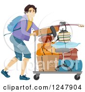 Poster, Art Print Of Male College Guy Moving His Items On A Cart