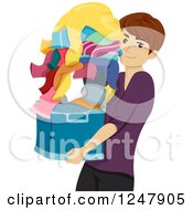 Poster, Art Print Of Male College Guy Carrying His Laundry