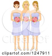 Poster, Art Print Of Beautiful Bridesmaids In Purple Dresses