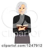 Poster, Art Print Of Female Priest Reading A Bible