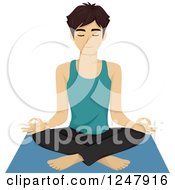 Clipart Of A Young Man Doing Yoga In The Lotus Pose Royalty Free Vector Illustration