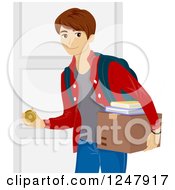 Poster, Art Print Of College Guy Opening A Dorm Room Door