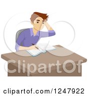 Poster, Art Print Of Teenage Guy Having A Hard Time With His Homework