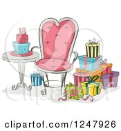 Poster, Art Print Of Gifts And A Chair By An 18th Birthdat Party Cake