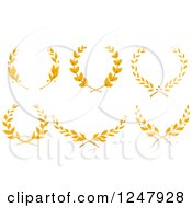 Clipart Of Yellow Laurel Wreaths Royalty Free Vector Illustration