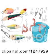 Poster, Art Print Of Can Of Worms And Fishing Items