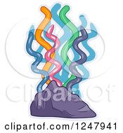 Clipart Of A Rock With Sea Corals Royalty Free Vector Illustration