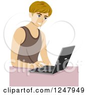 Poster, Art Print Of Young Man Typing On A Laptop