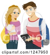 Poster, Art Print Of Teenage Couple Using A Tablet Computer