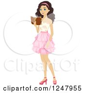 Poster, Art Print Of Teen Girl Reading A Book In A Dress