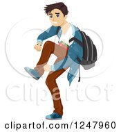 Poster, Art Print Of Teenage Guy Running Late To School