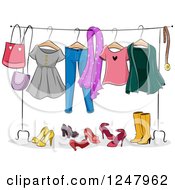 Poster, Art Print Of Ladies Clothing Rack With Apparel