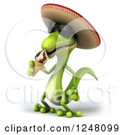 Clipart Of A 3d Mexican Gecko In Sunglasses Eating An Ice Cream Cone 2 Royalty Free Illustration by Julos