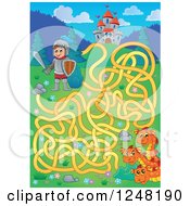 Poster, Art Print Of Knight Dragon And Fairy Tale Castle Maze