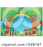 Poster, Art Print Of Rainbow Fence And Path Through Mature Trees