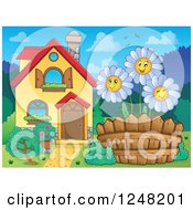 Poster, Art Print Of House With Happy White Daisies In The Front Yard